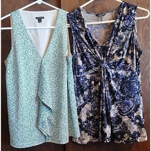 Lot of 2 blouse Tank Top Women's Small V-Neck Sleeveless Career Floral Abstract - Picture 1 of 11